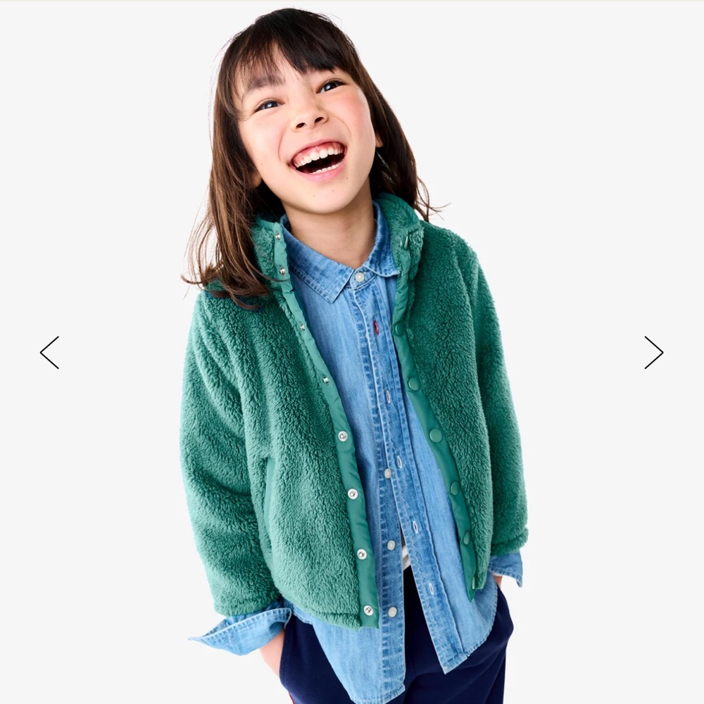 Primary Teddy fleece jacket Size 8-9 Spruce